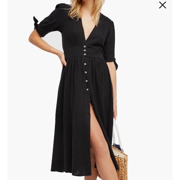 Free People Dresses & Skirts - Free People “Love of My Life” Midi Dress – Black | Size M